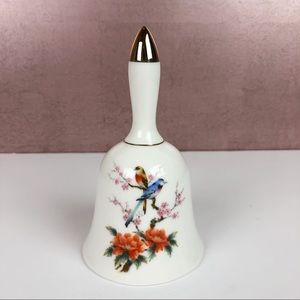 Japanese Blue Bird Floral White Bell Musical